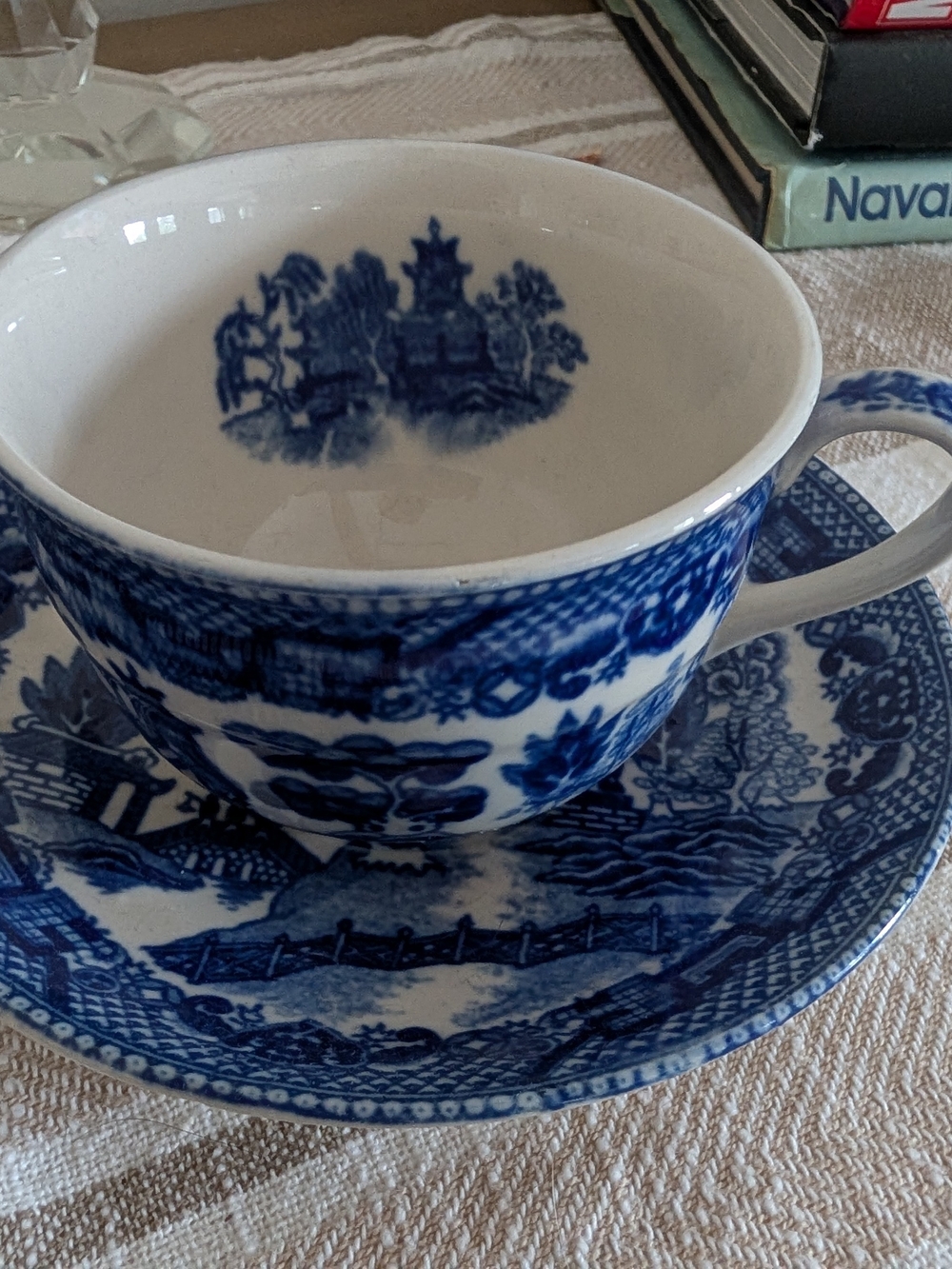 Vintage Blue and White Japanese Teacup and Saucer